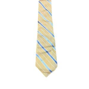 Brooks Brother Men's Yellow Blue 100% Silk Striped Print Neck Tie
